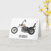 チョッパーバイク1950カートゥーンイラストレーション カード (黄色い花)