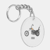 チョッパーバイク1950カートゥーンイラストレーション キーホルダー (正面左)