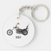 チョッパーバイク1950カートゥーンイラストレーション キーホルダー (裏面)