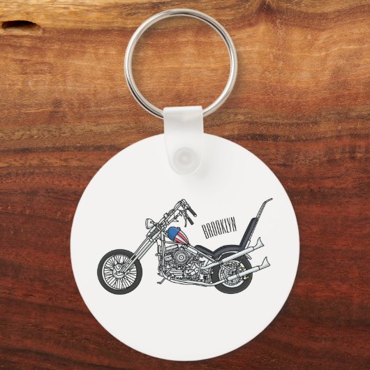 チョッパーバイク1950カートゥーンイラストレーション キーホルダー (正面)