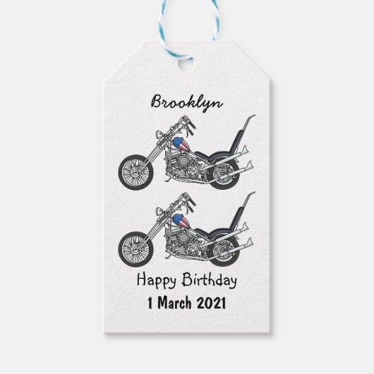 チョッパーバイク1950カートゥーンイラストレーション ギフトタグ (正面)