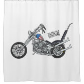チョッパーバイク1950カートゥーンイラストレーション シャワーカーテン (正面)
