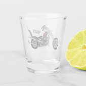 チョッパーバイク1950カートゥーンイラストレーション ショットグラス (裏面)