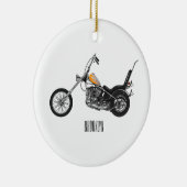 チョッパーバイク1950カートゥーンイラストレーション セラミックオーナメント (右)