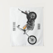 チョッパーバイク1950カートゥーンイラストレーション タペストリー (正面)