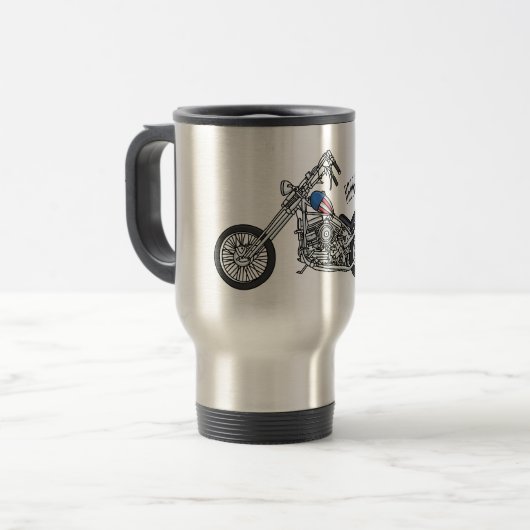 チョッパーバイク1950カートゥーンイラストレーション トラベルマグ (正面左)