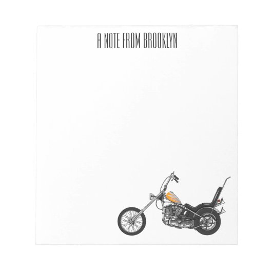 チョッパーバイク1950カートゥーンイラストレーション ノートパッド (正面)