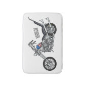 チョッパーバイク1950カートゥーンイラストレーション バスマット (正面縦)