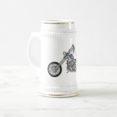 チョッパーバイク1950カートゥーンイラストレーション ビールジョッキ (正面左)