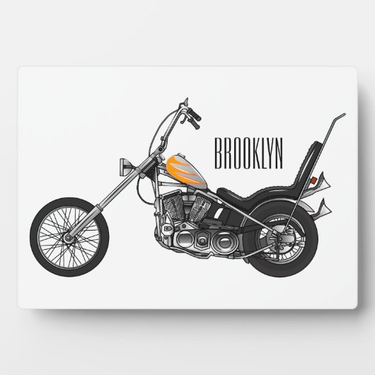 チョッパーバイク1950カートゥーンイラストレーション フォトプラーク (正面)