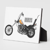 チョッパーバイク1950カートゥーンイラストレーション フォトプラーク (側面)