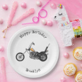 チョッパーバイク1950カートゥーンイラストレーション ペーパープレート (パーティー)