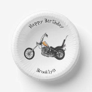 チョッパーバイク1950カートゥーンイラストレーション ペーパーボウル