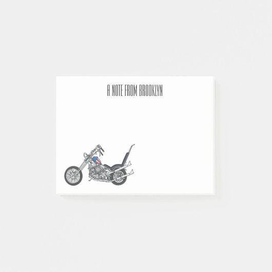 チョッパーバイク1950カートゥーンイラストレーション ポストイット (正面)