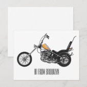 チョッパーバイク1950カートゥーンイラストレーション ポストカード (正面/裏面)