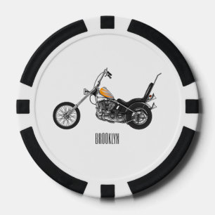 チョッパーバイク1950カートゥーンイラストレーション ポーカーチップ