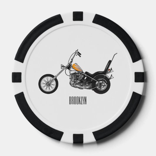 チョッパーバイク1950カートゥーンイラストレーション ポーカーチップ (正面)