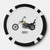 チョッパーバイク1950カートゥーンイラストレーション ポーカーチップ (裏面)