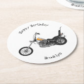 チョッパーバイク1950カートゥーンイラストレーション ラウンドペーパーコースター (アングル)