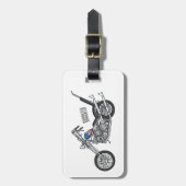 チョッパーバイク1950カートゥーンイラストレーション ラゲッジタグ (正面縦)