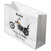 チョッパーバイク1950カートゥーンイラストレーション ラージペーパーバッグ (正面アングル)