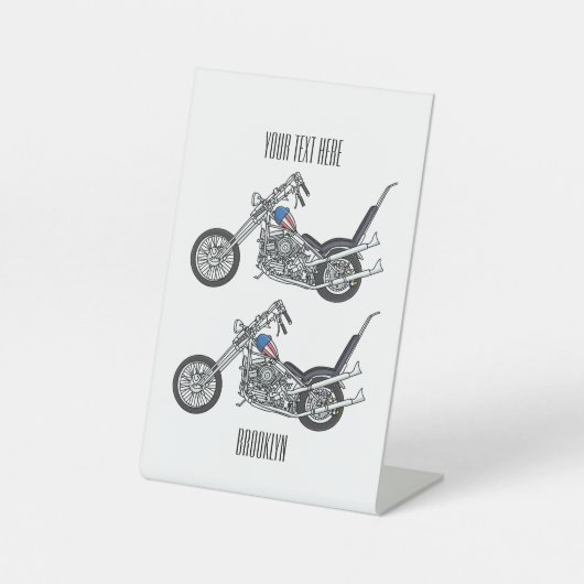 チョッパーバイク1950カートゥーンイラストレーション 台座サイン (正面)