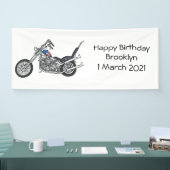 チョッパーバイク1950カートゥーンイラストレーション 横断幕 (トレードショー)