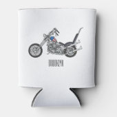 チョッパーバイク1950カートゥーンイラストレーション 缶クーラー (正面)