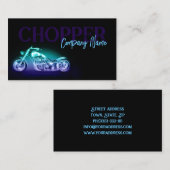 チョッパー自転車ネオンライトシンプルブラックビジネスカード 名刺 (正面/裏面)