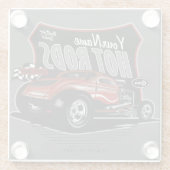 チョップパーソナライズされたレッド改造クーペ  ガラスコースター (裏面)