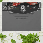 チョップパーソナライズされたレッド改造・クーペ・スピードショップ キッチンタオル (折り畳み)