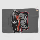 チョップパーソナライズされたレッド改造・クーペ・スピードショップ ゴルフタオル (横)