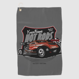 チョップパーソナライズされたレッド改造・クーペ・スピードショップ ゴルフタオル