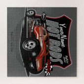 チョップパーソナライズされたレッド改造・クーペ・スピードショップ ジグソーパズル (横)