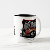 チョップパーソナライズされたレッド改造・クーペ・スピードショップ ツートーンマグカップ (正面右)