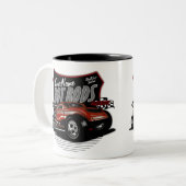 チョップパーソナライズされたレッド改造・クーペ・スピードショップ ツートーンマグカップ (正面左)