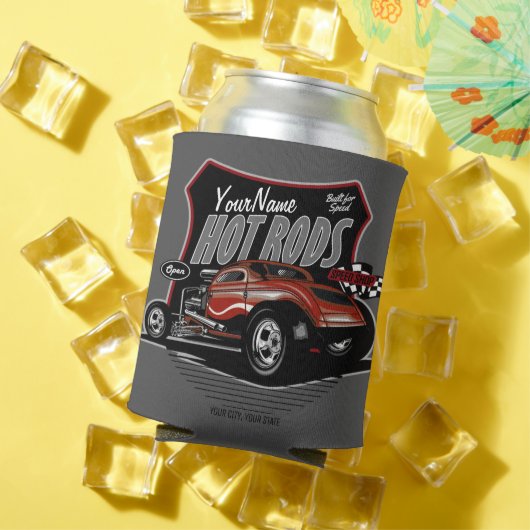 チョップパーソナライズされたレッド改造・クーペ・スピードショップ 缶クーラー (インサイチュ 夏)