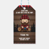 チョップ！Lumberjack Flannel素朴ベビーシャワー ギフトタグ (正面)