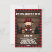 チョップ！Lumberjack Flannel素朴ベビーシャワー サンキューカード (正面)