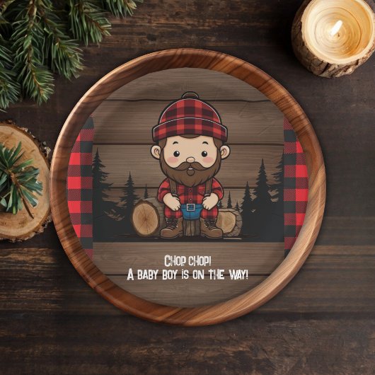 チョップ！Lumberjack Flannel素朴ベビーシャワー ペーパープレート