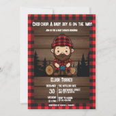 チョップ！Lumberjack Flannel素朴ベビーシャワー 招待状 (正面)