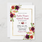 チョッモダンブルゴーニュフローラ金ゴールドフレー結婚ム 招待状 (正面)