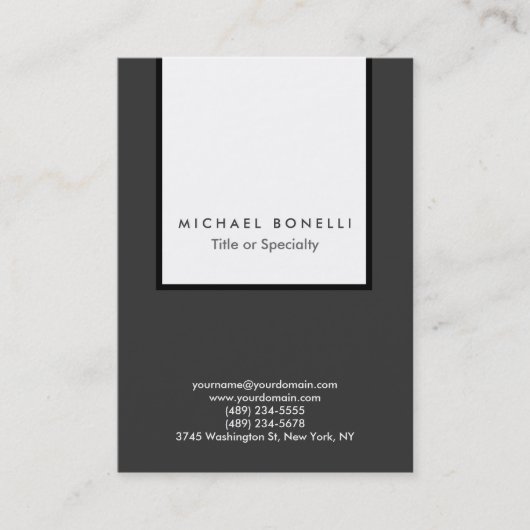 チョビーグレイ白ストライプクリーンビジネスカード 名刺 (正面)