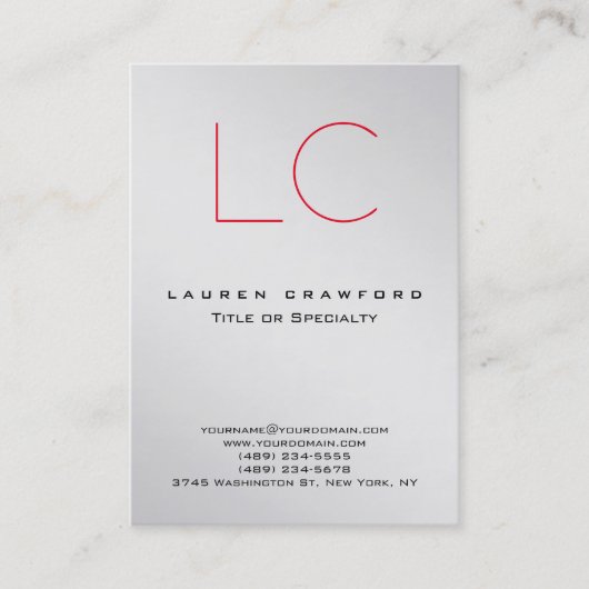 チョビースタイリッシュモノグラム金属銀 名刺 (正面)