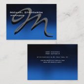 チョビーブルーユニークグレーモノグラムビジネスカード 名刺 (正面/裏面)