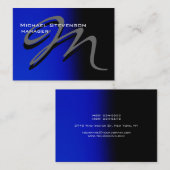 チョビーユニークブラックブルーモノグラムビジネスカード 名刺 (正面/裏面)