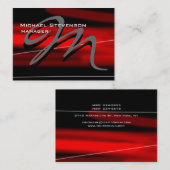 チョビーユニークブラックレッドモノグラムビジネスカード 名刺 (正面/裏面)