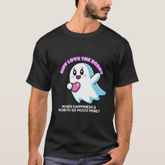 チョビー飛んでいるかわいい幽霊ホールディングアザハート Tシャツ