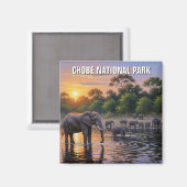チョベ国立公園ボツワナのゾウ マグネット (正面/裏面)
