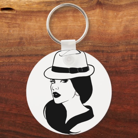 チョラメキシコラテンアメリカ系女性ガール女性顔アート キーホルダー (正面)